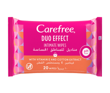 Carefree® Duo Effect Intimate Wipes with Vitamin E and Cotton extract