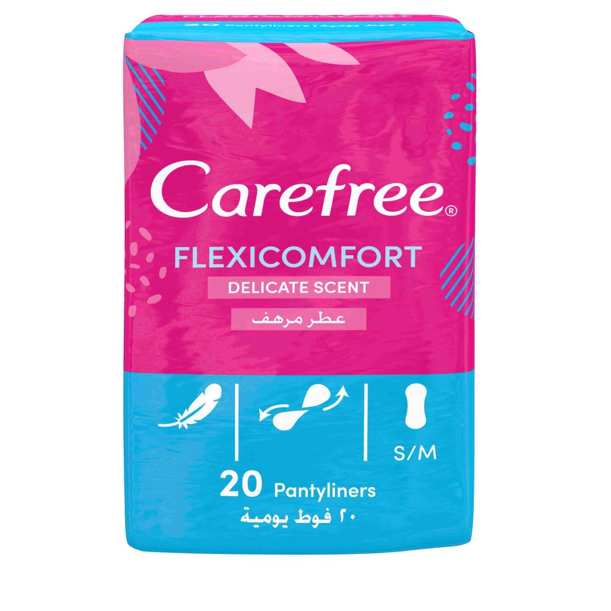 Carefree Flexicomfort Panty Liner Delicate Scent Unscented 20 Pack