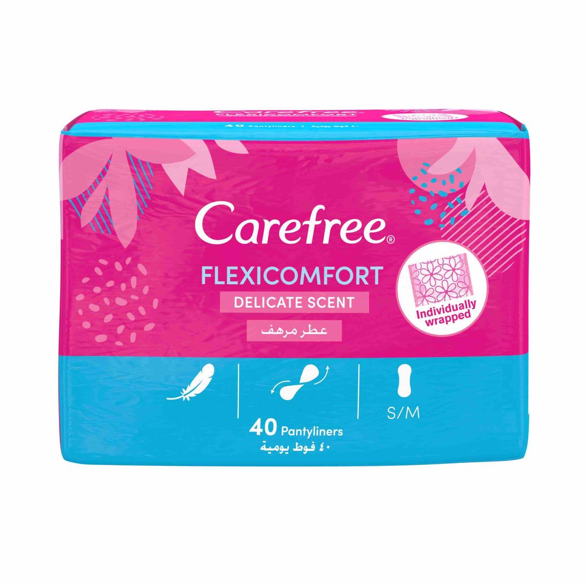 Carefree Flexicomfort Panty Liner Delicate Scent Unscented 40 Pack