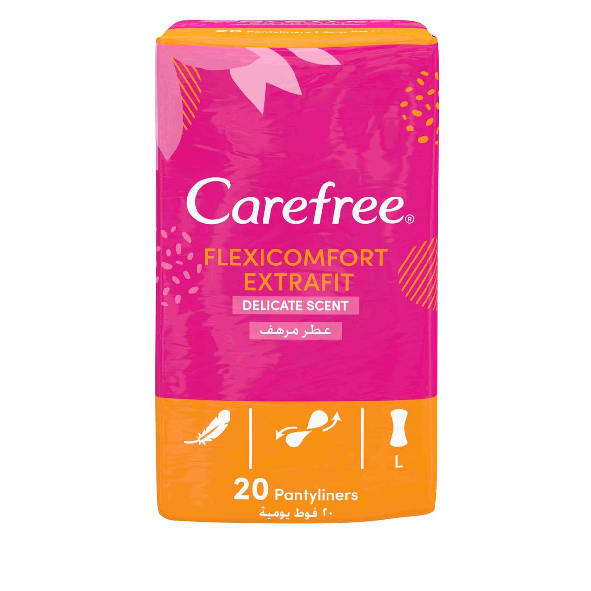 Carefree Flexicomfort Panty Liners Extra Fit Delicate Scent 20-Pack